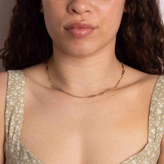 Elongated Link Chain Necklace in 9ct Gold