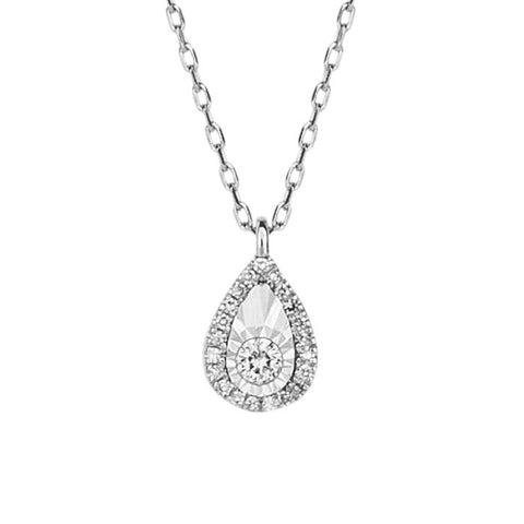 Diamond Cut Teardrop Necklace with Diamond in 9ct Gold