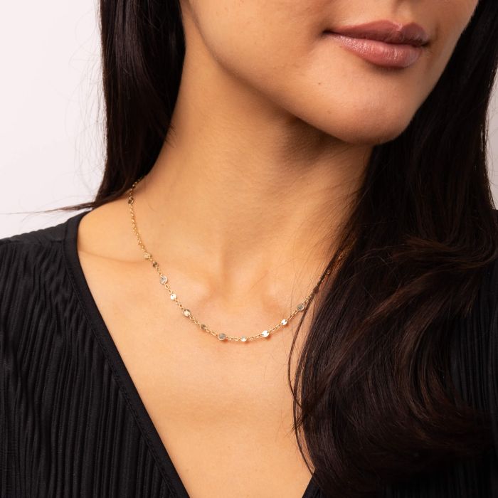 Discs and Chain Necklace in 9ct Gold