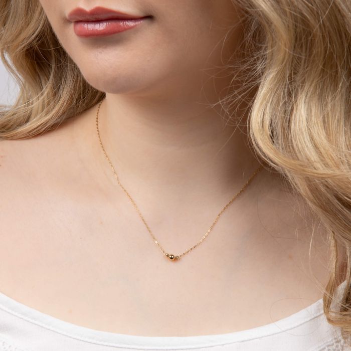Trilogy Ball Chain Necklace in 9ct Gold