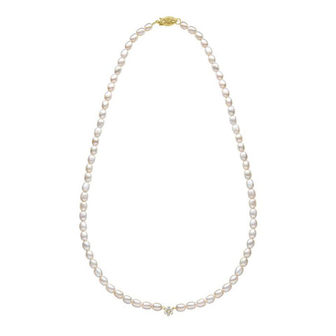 Seed Pearl and Flower Necklace in 9ct Gold