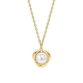 Petal Set Pearl Necklace in 9ct Gold