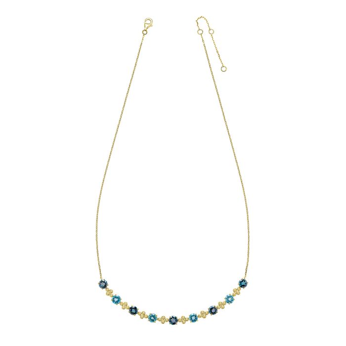 Ornate Blue Topaz Necklace in 9ct Gold