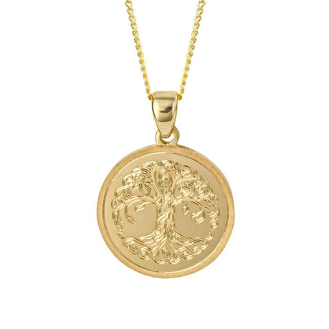 Engraved Tree of Life Pendant in 9ct Gold