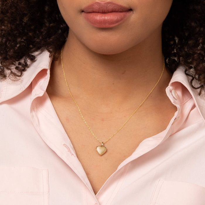 Stippled Bale Heart Locket in 9ct Gold