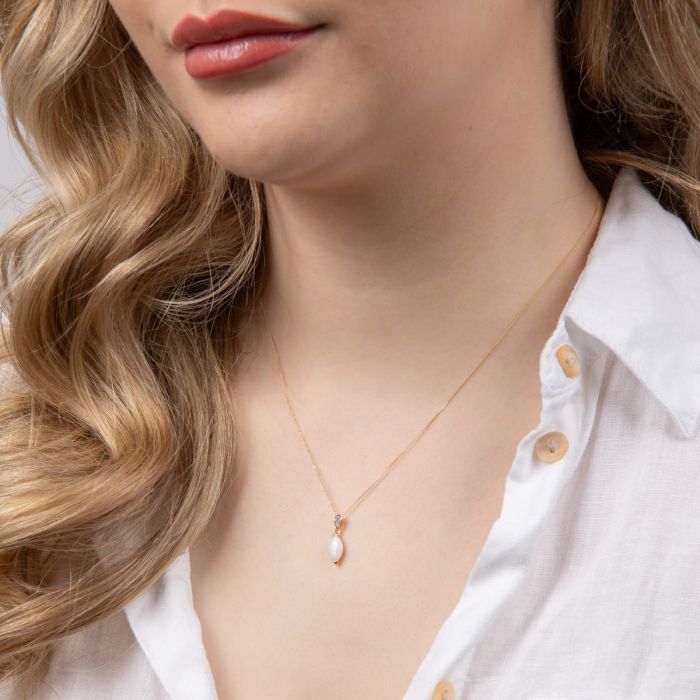 Opal Drop Pendant with Diamond Bale in 9ct Gold