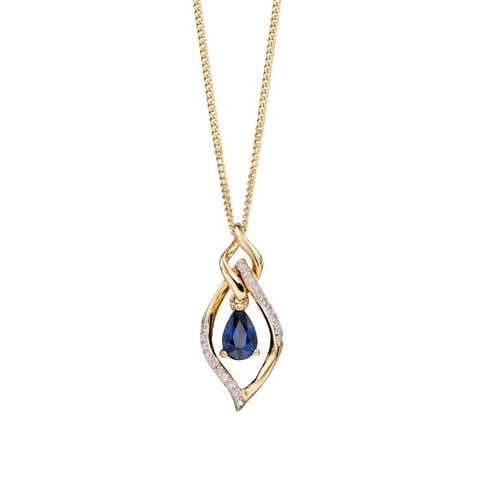Double Drop Open Marquise Pendant in 9ct Gold