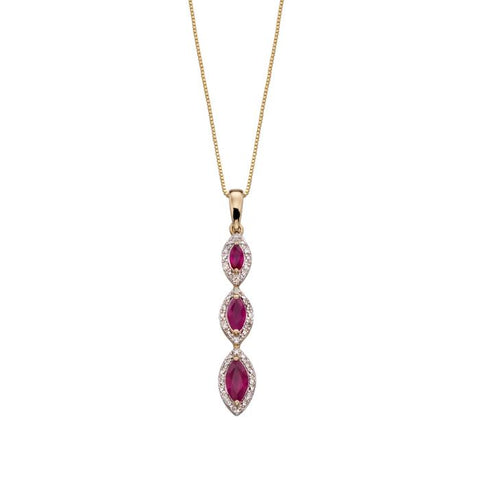 Marquise Triple Drop Pendant in 9ct Gold
