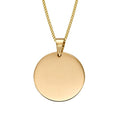 Plain Engravable Disc Pendant in 9ct Gold