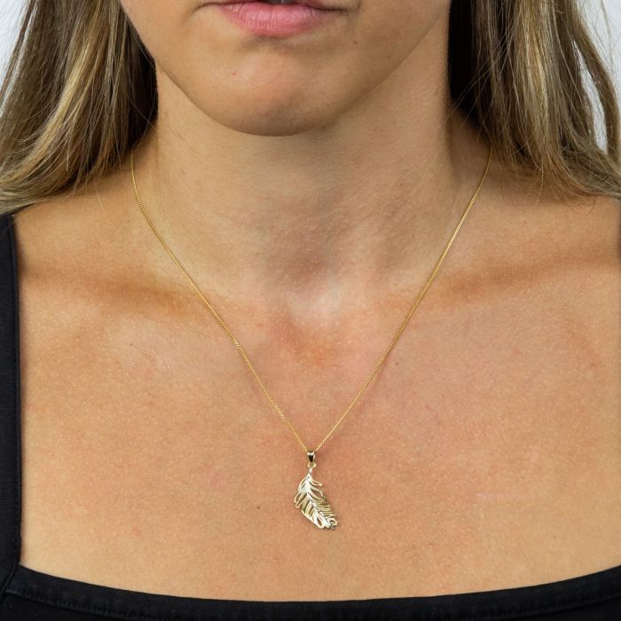 Feather Pendant in 9ct Gold