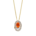 Fire Opal Swirl Pendant with Diamond in 9ct Gold