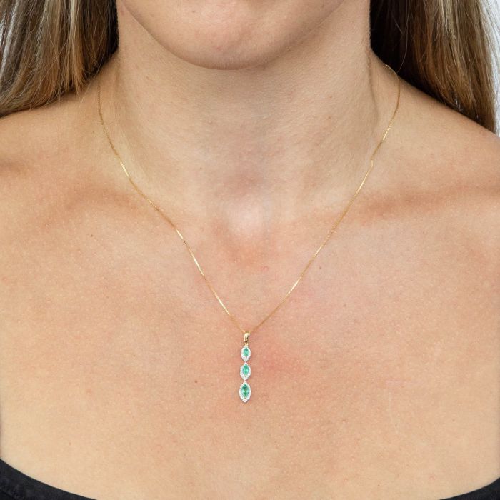 Marquise Triple Drop Pendant in 9ct Gold