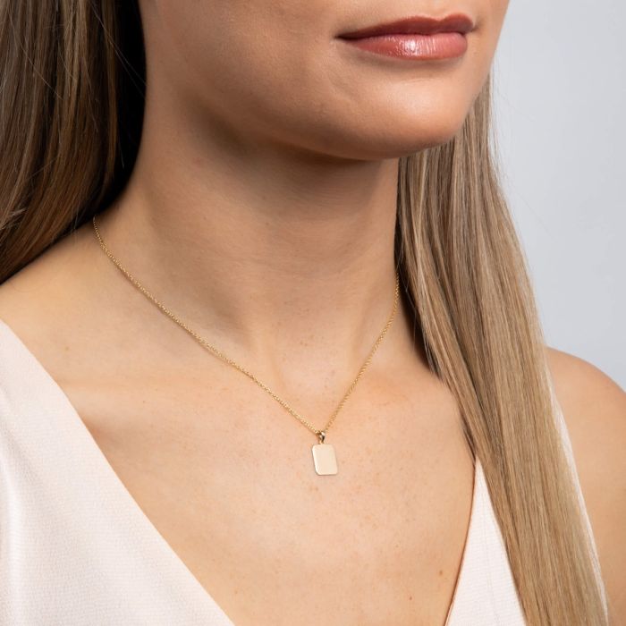 Rectangular Dog Tag Pendant in 9ct Gold