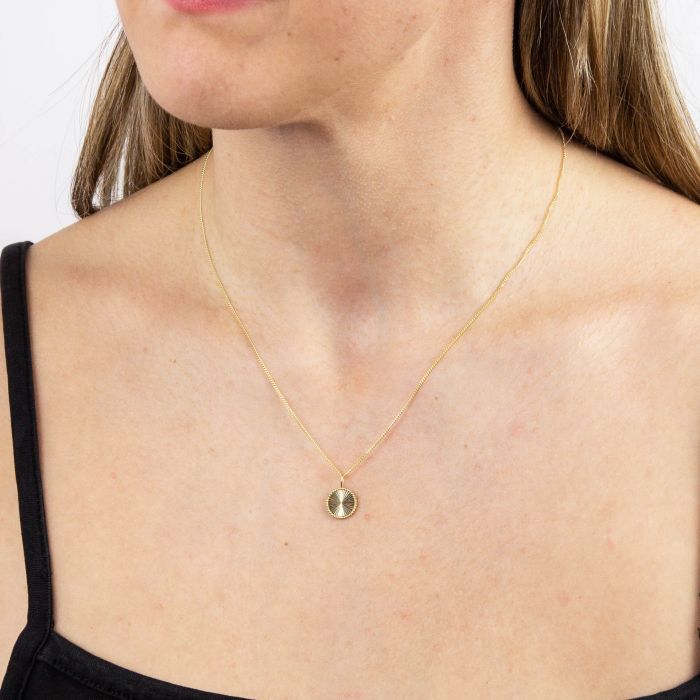 Granulation and Brushed Surface Disc Pendant in 9ct Gold