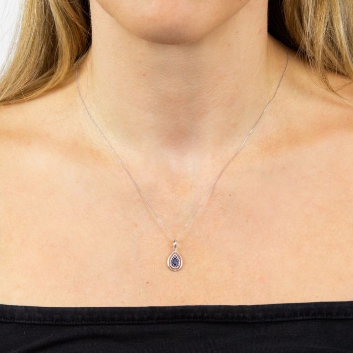 Cut Out Teardrop Pendant with Precious Stone in 9ct Gold