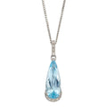 Elongated Semi-Precious Teardrop Pendant with Diamond in 9ct Gold