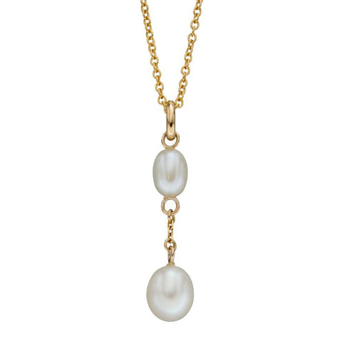 Freshwater Pearl Tier Drop Pendant in 9ct Gold