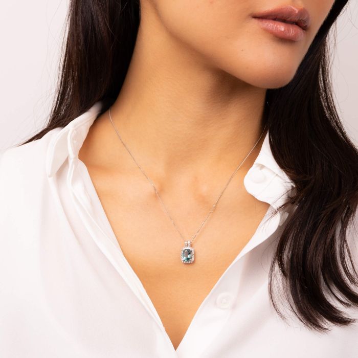 Blue Fluorite and White Topaz Pendant in 9ct Gold