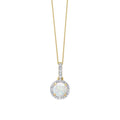 Round Diamond Surround Opal Pendant in 9ct Gold