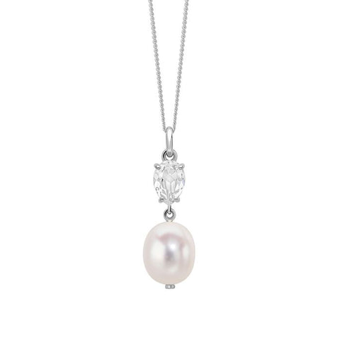 Baroque Pearl and Topaz Pendant in 9ct Gold