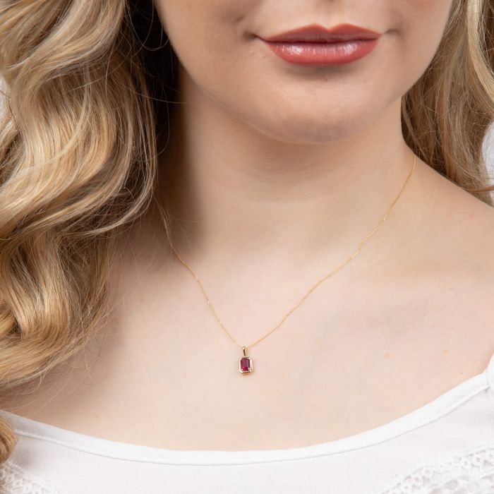 Chunky Border Precious Stone Pendant in 9ct Gold