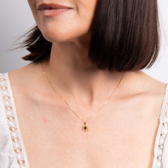 Ornate Sapphire Pendant in 9ct Gold