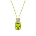 Cushion Cut and Cluster Peridot Pendant in 9ct Gold
