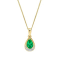 Teardrop Emerald and Diamond Pendant in 9ct Gold