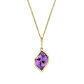 Flame Cut Amethyst Pendant in 9ct Gold