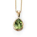 Peridot Teardrop Pendant in 9ct Gold