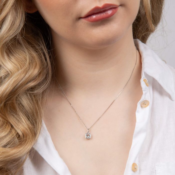 Semi-Precious Twist Pendant with Diamond Surround in 9ct Gold