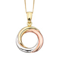 Tri-Metal Open Circle Pendant in 9ct Gold