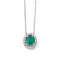 Precious Stone Pendant with Diamond Cluster Surround in 9ct Gold