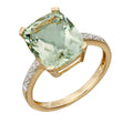 Semi-Precious Statement Ring with Diamond Shoulder in 9ct Gold