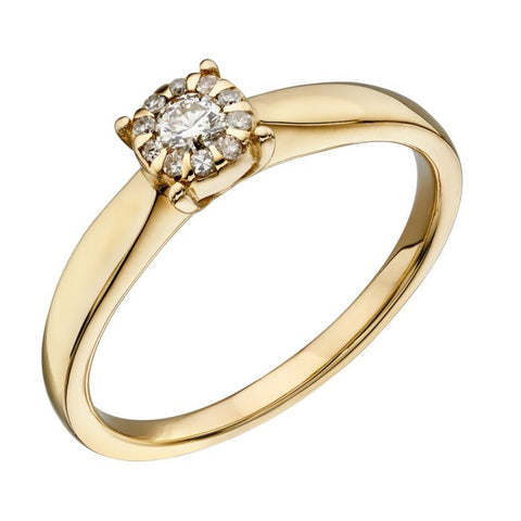 Diamond Cluster Ring in 9ct Gold