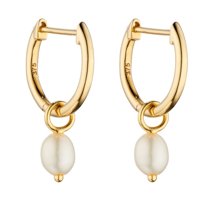 Freshwater Pearl Hoop Earring Charms in 9ct Gold