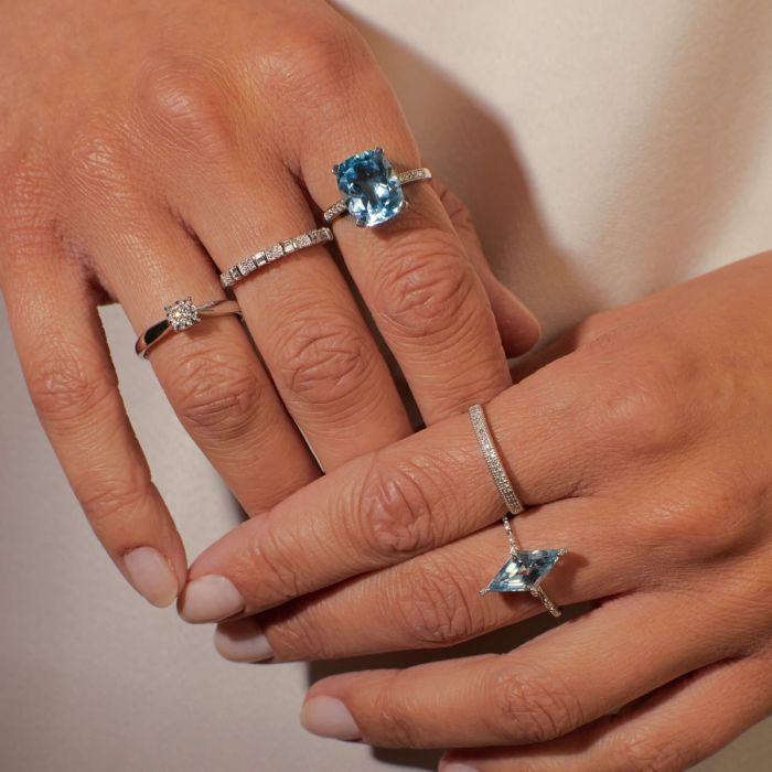 Semi-Precious Statement Ring with Diamond Shoulder in 9ct Gold