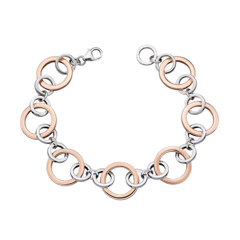 Open Circle Link Bracelet With Rose Gold Plating