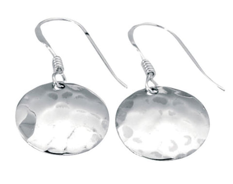 Open Small Hammered Disc Drop Earrings