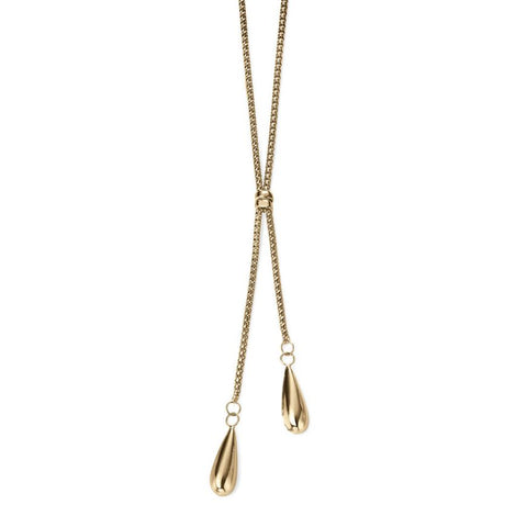 Yellow Gold Double Teardrop Necklace