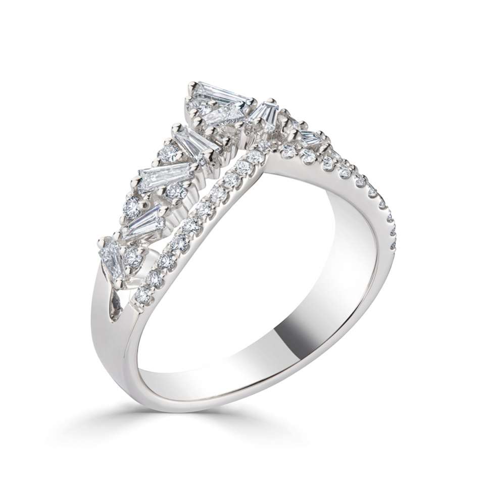 V Silhouette Tiara Inspired Diamond Ring