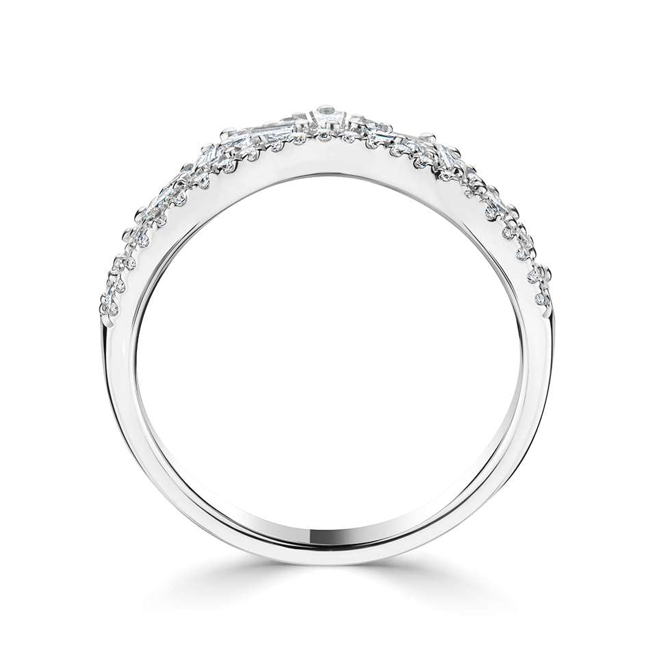 Baguette and Round Cut Tiara Inspired Diamond Ring