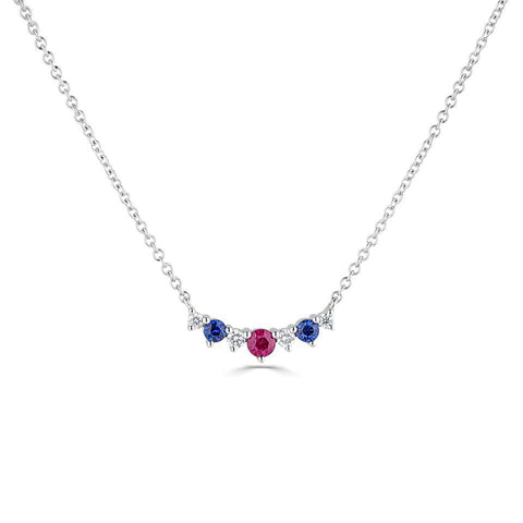 Tiara Inspired Diamond, Sapphire and Ruby Necklace