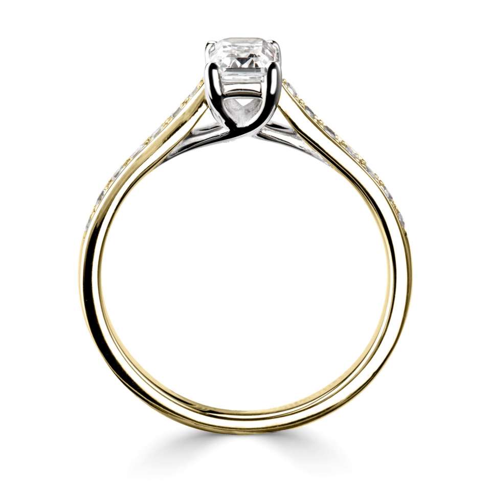 Classic Emerald Cut Diamond Solitaire With Set Shoulders | Bespoke 125