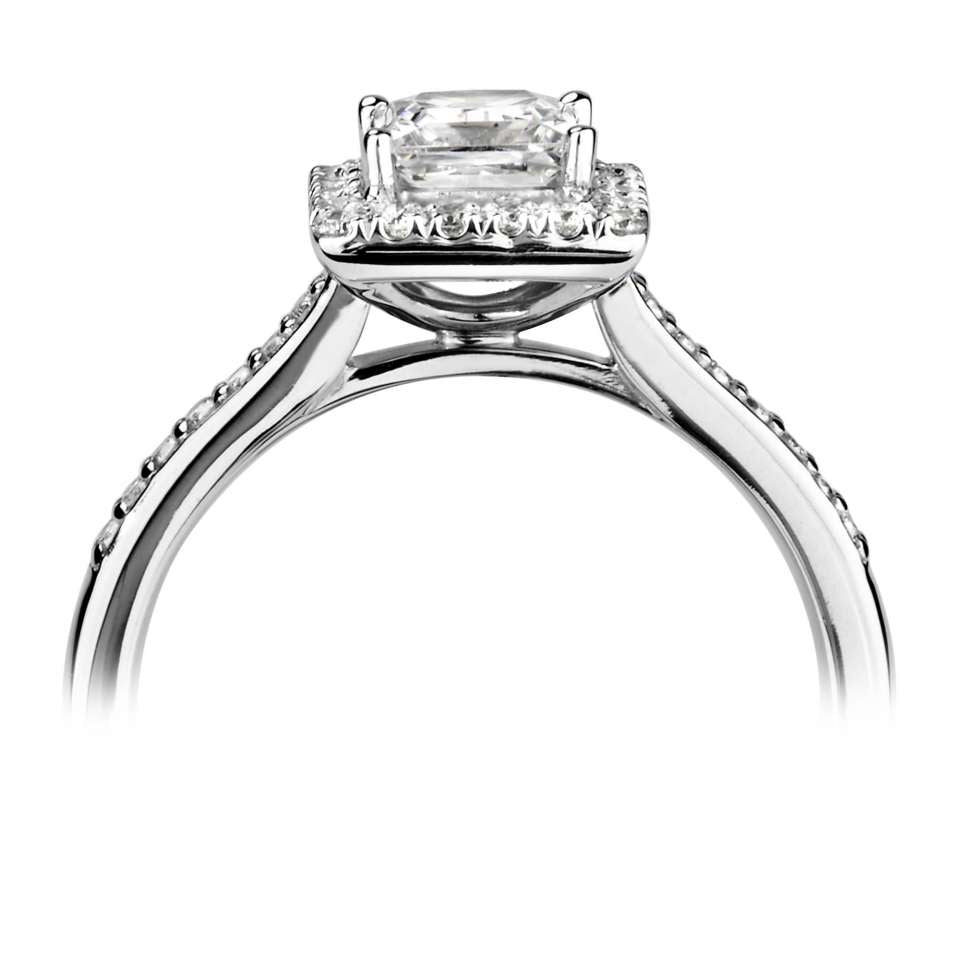 Princess Cut Diamond Halo Engagement Ring With Set Shoulders | Bespoke 120